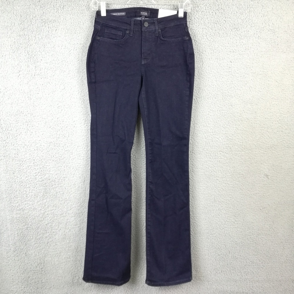 NYDJ Womens Jeans Barbara Boot Cut Blue Denim Dark Rinse Mid Rise 0 New